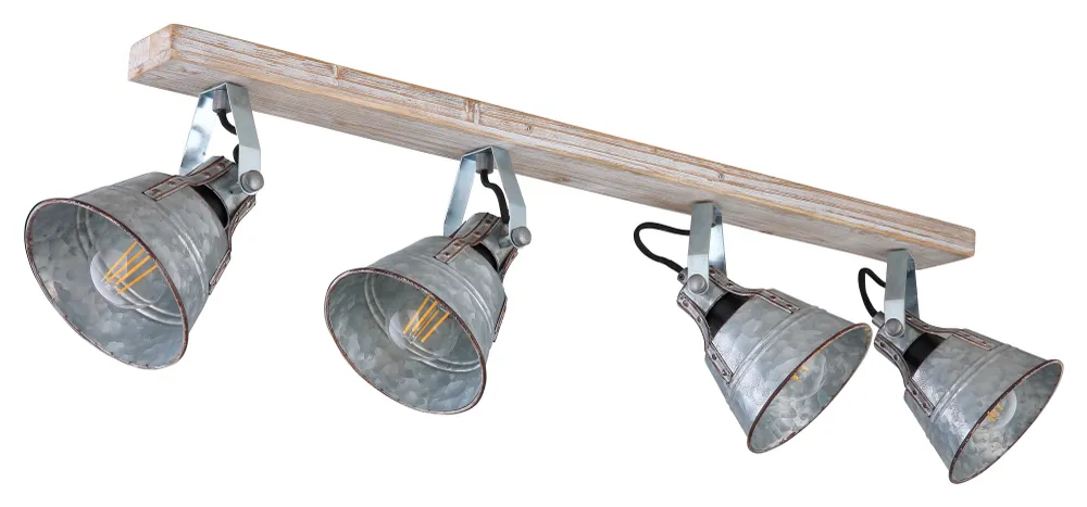 Lampe sur rail Globo Lighting Günther I bois blanc E27 4L