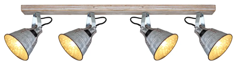 Lampe sur rail Globo Lighting Günther I bois blanc E27 4L