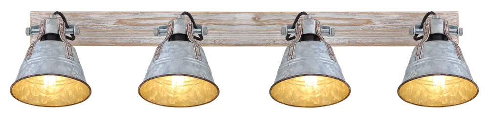 Lampe sur rail Globo Lighting Günther I bois blanc E27 4L