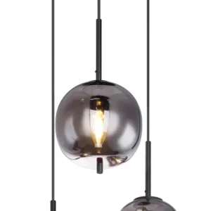 Suspension Globo Lighting Blacky en métal noir E14 3L Black