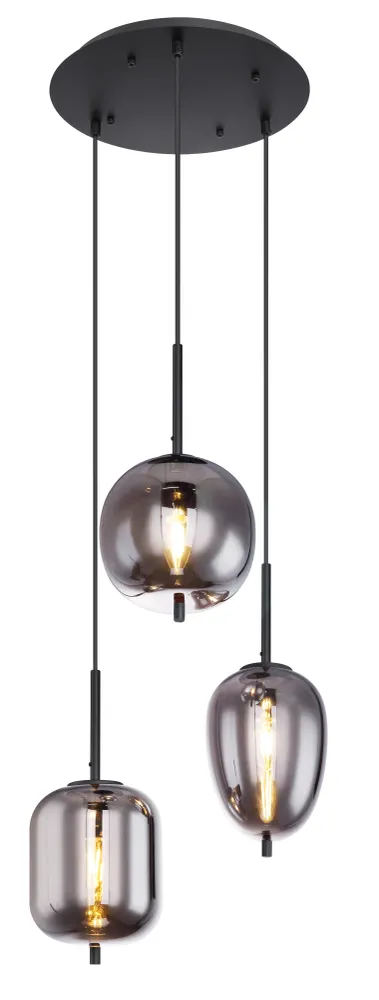 Suspension Globo Lighting Blacky en métal noir E14 3L Black