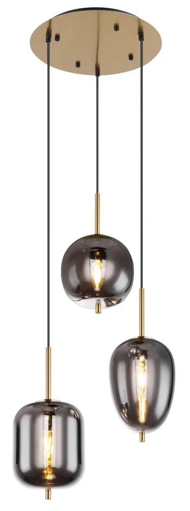 Suspension Globo Lighting Blacky en métal noir E14 3L Black