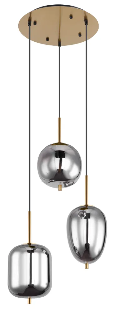 Suspension Globo Lighting Blacky en métal noir E14 3L Black