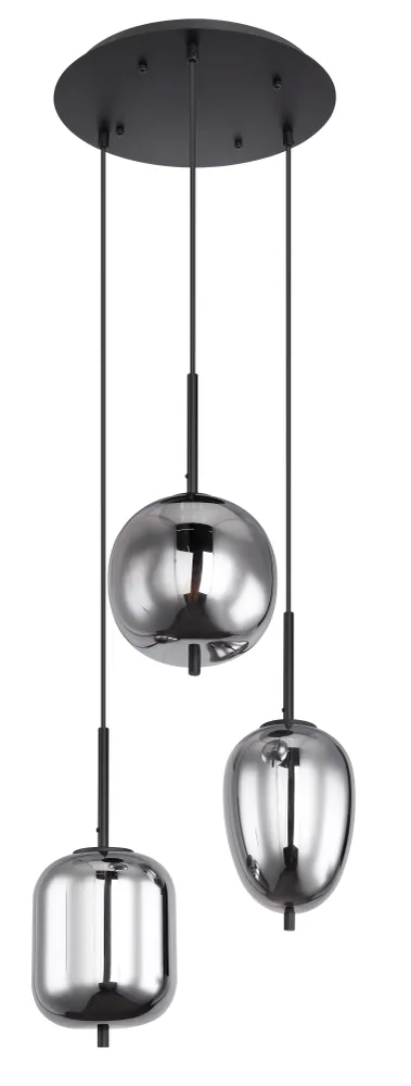 Suspension Globo Lighting Blacky en métal noir E14 3L Black