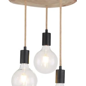 Suspension Globo Lighting Georg en métal noir E27 3L