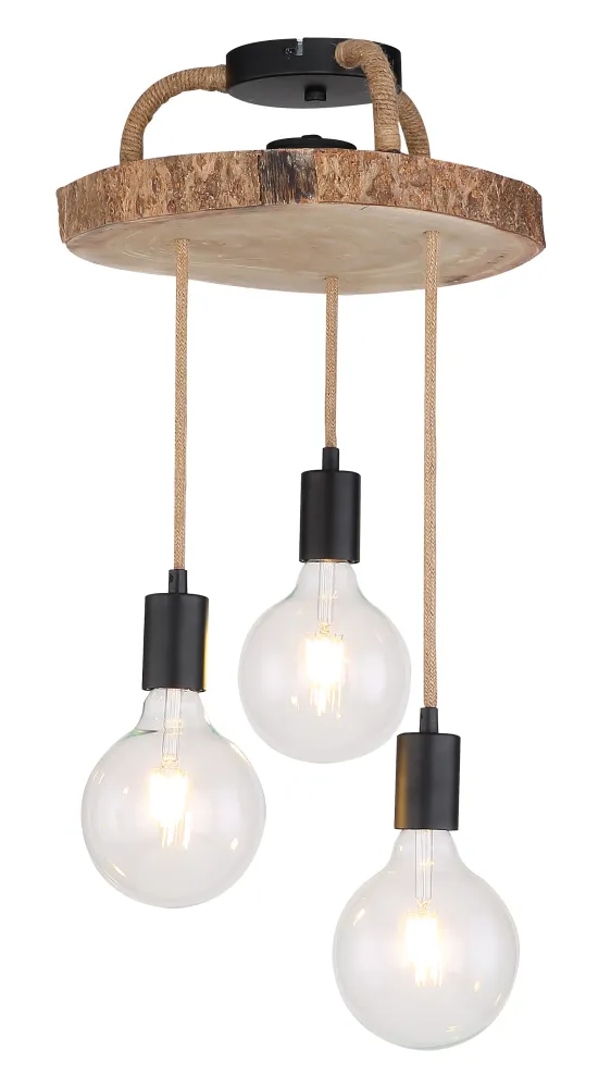 Suspension Globo Lighting Georg en métal noir E27 3L