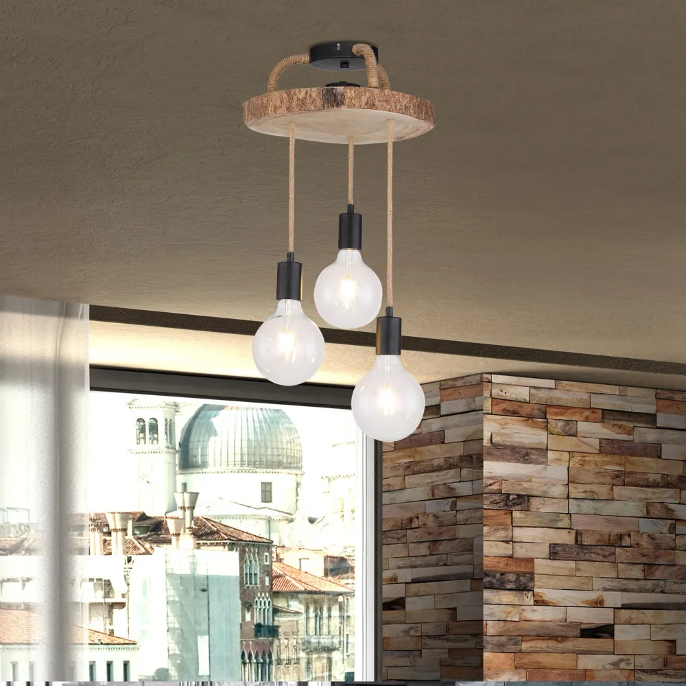 Suspension Globo Lighting Georg en métal noir E27 3L