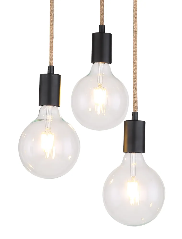 Suspension Globo Lighting Georg en métal noir E27 3L