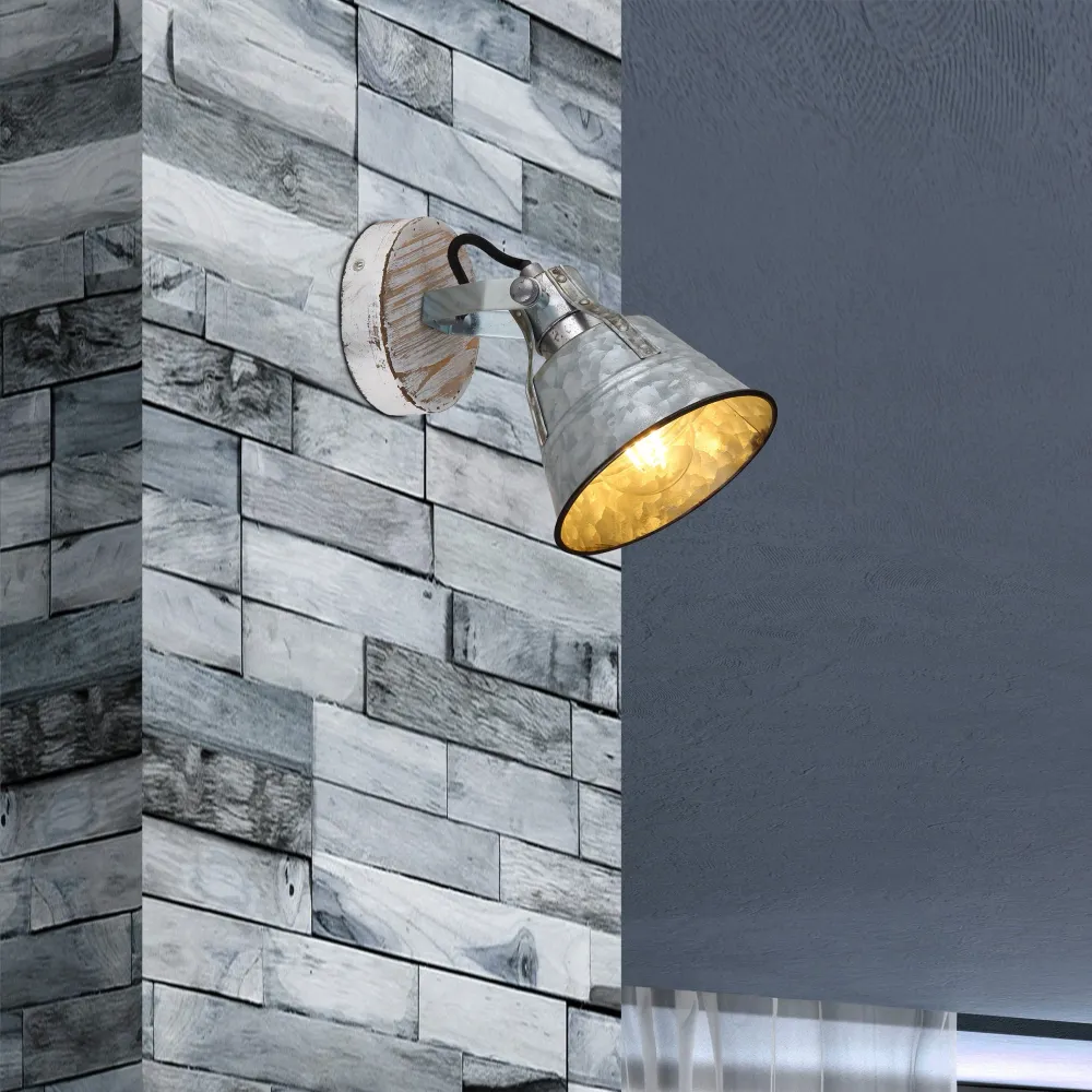 Suspension Globo Lighting Günther I en bois blanc E27