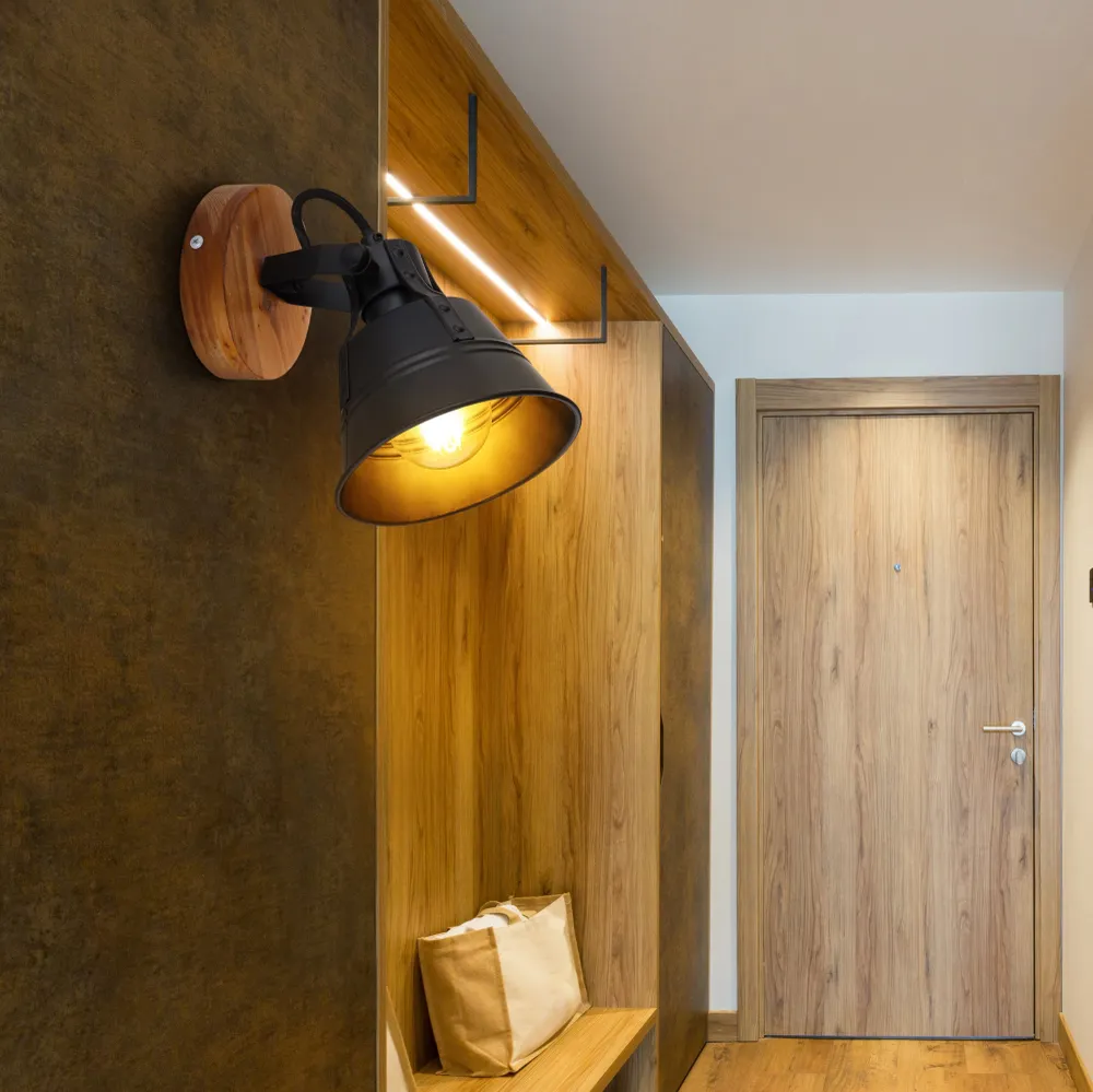 Suspension Globo Lighting Günther en bois brun E27