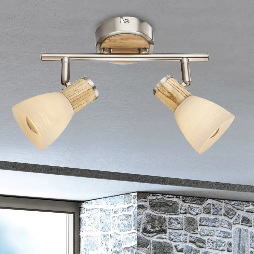 Suspension Globo Lighting Gylfi en métal nickelé E14 2L