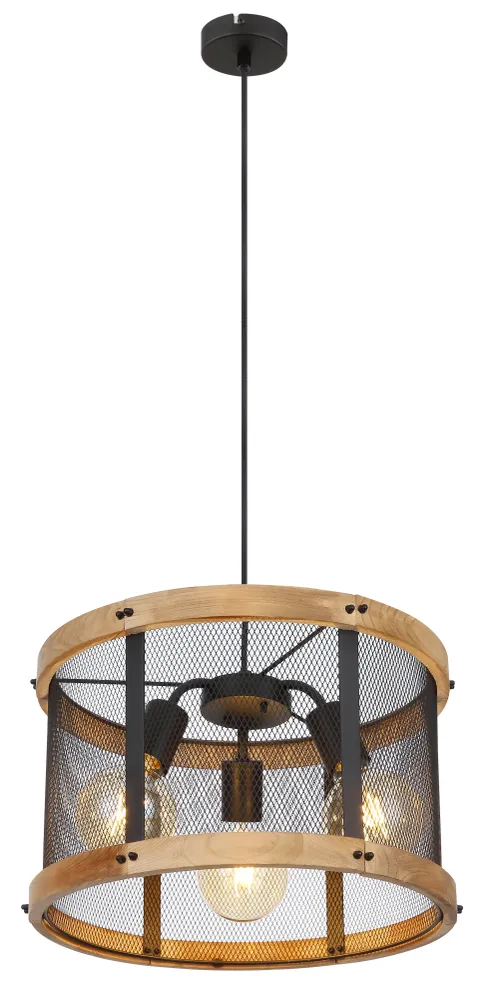 Suspension Globo Lighting Jeanie en métal noir E27 3L
