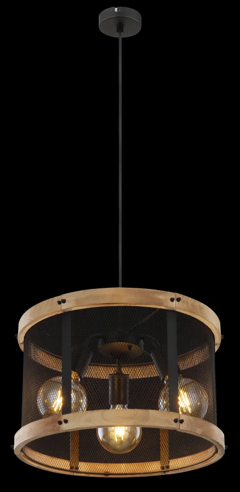 Suspension Globo Lighting Jeanie en métal noir E27 3L