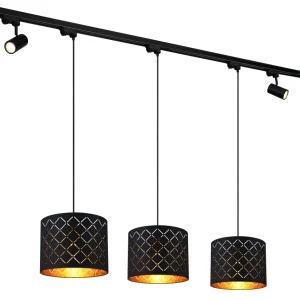 Suspension linéaire Globo Lighting Clarke en métal noir E27 / GU10 3/2L