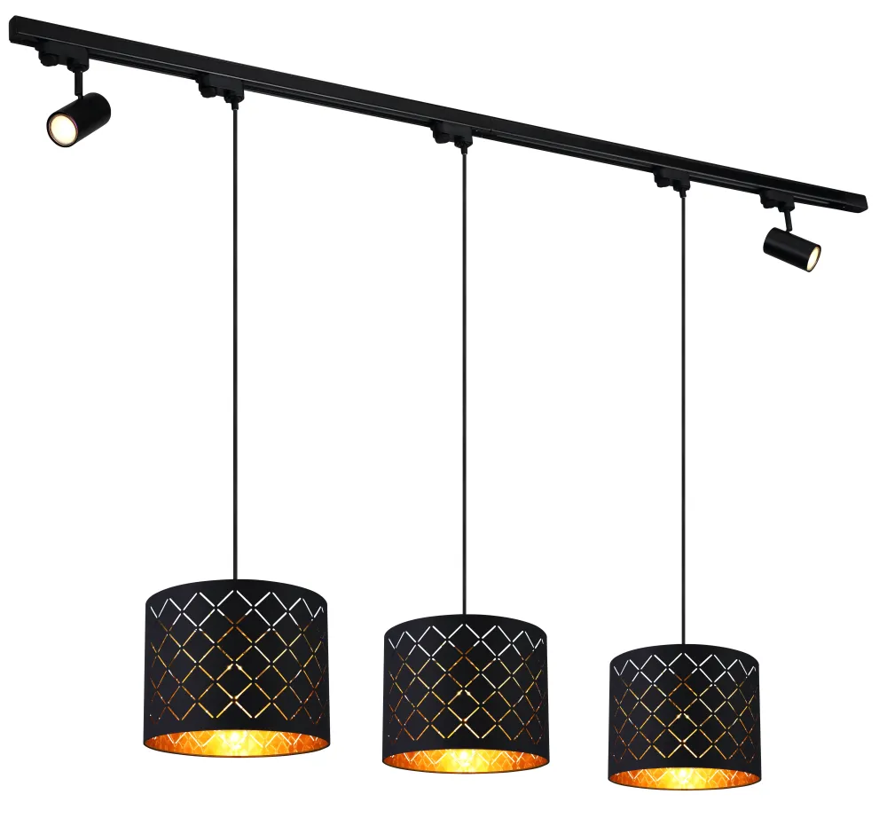 Suspension linéaire Globo Lighting Clarke en métal noir E27 / GU10 3/2L