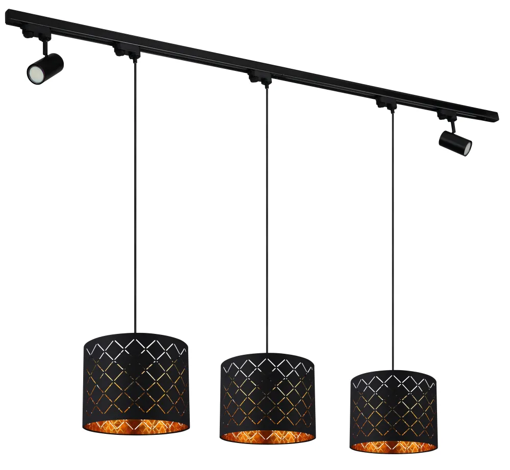 Suspension linéaire Globo Lighting Clarke en métal noir E27 / GU10 3/2L