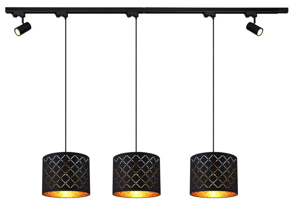 Suspension linéaire Globo Lighting Clarke en métal noir E27 / GU10 3/2L