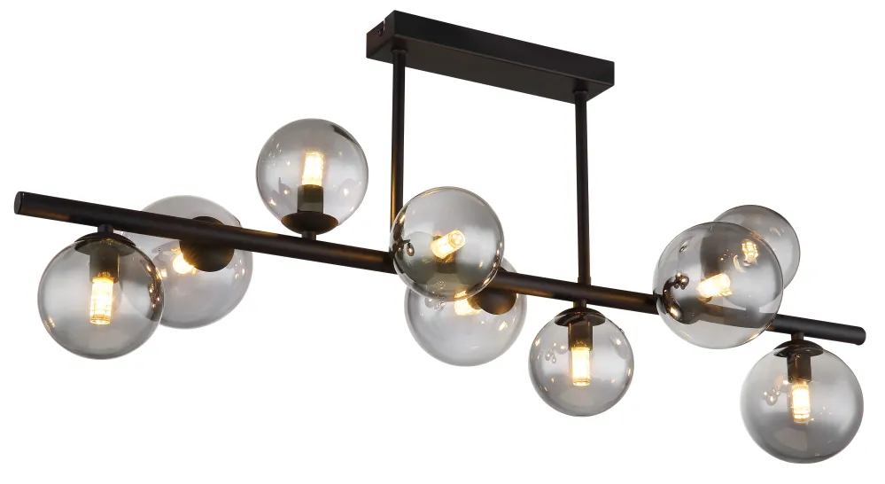 Suspension linéaire Globo Lighting Riha en métal noir G9 9L
