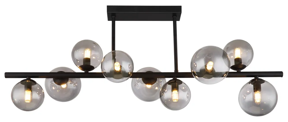 Suspension linéaire Globo Lighting Riha en métal noir G9 9L