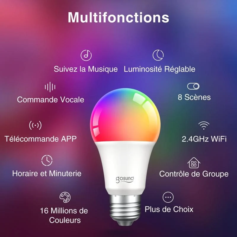 Ampoule LED Connectée B22 8W WiFi RGBW Gosund