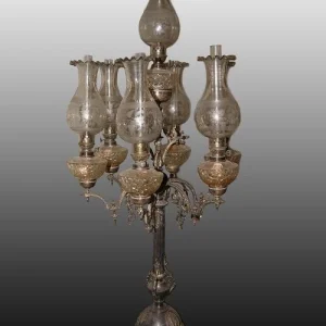 Grande lampe à huile antique anglaise Sheffield de 1800