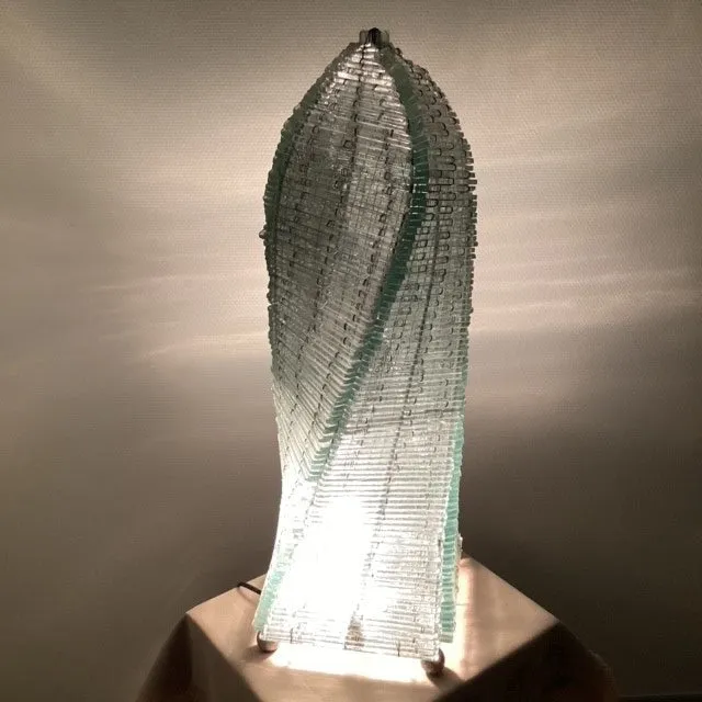 Grande Lampe à Poser En Lame De Verre Tour
