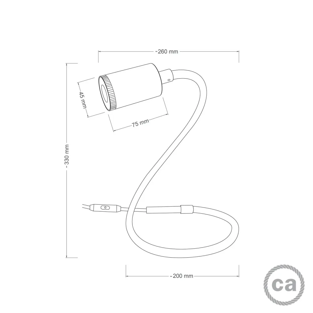 GU1d-one Lampe articulée sans base avec mini spot LED et fiche UK - Noir