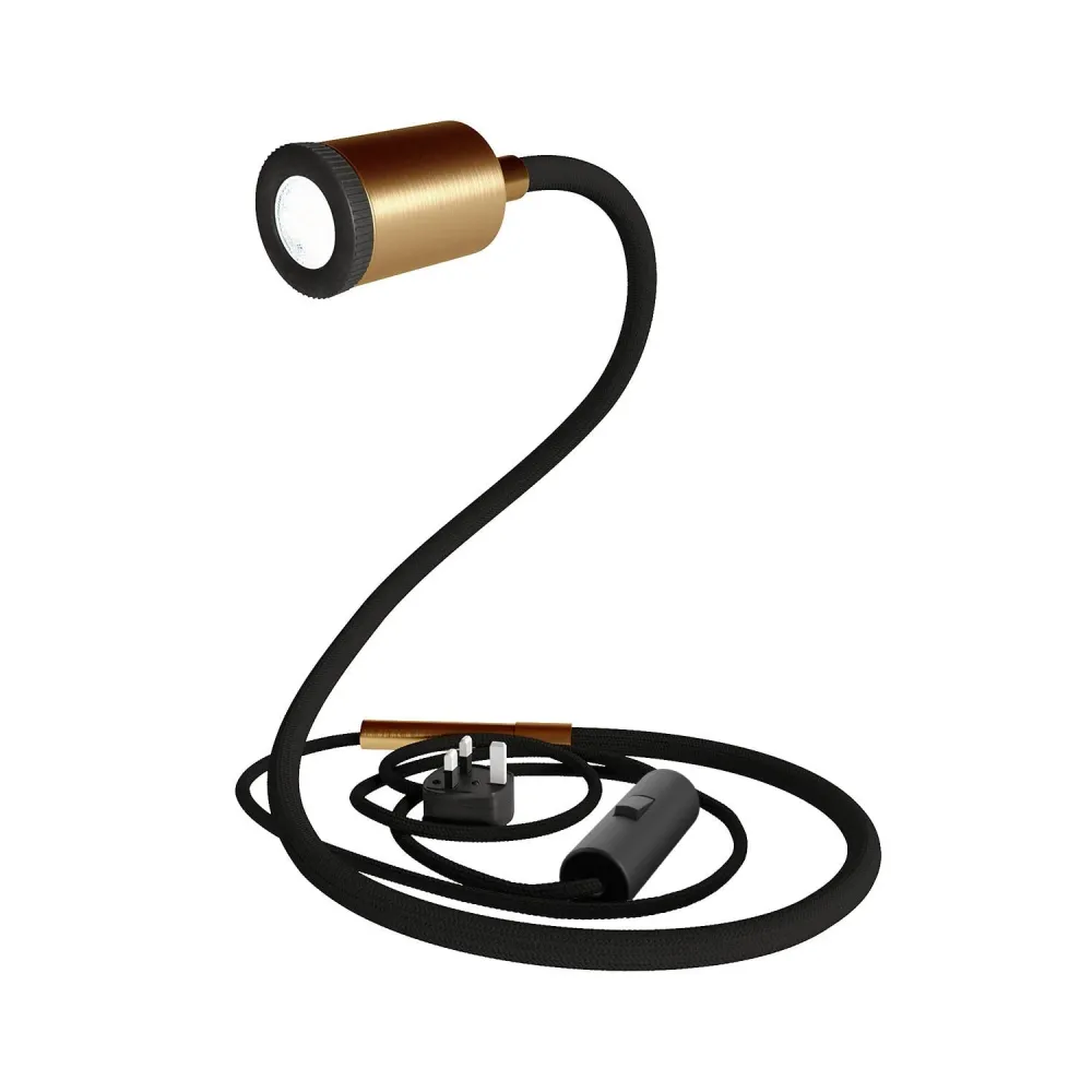 GU1d-one Lampe articulée sans base avec mini spot LED et fiche UK - Bronze satiné