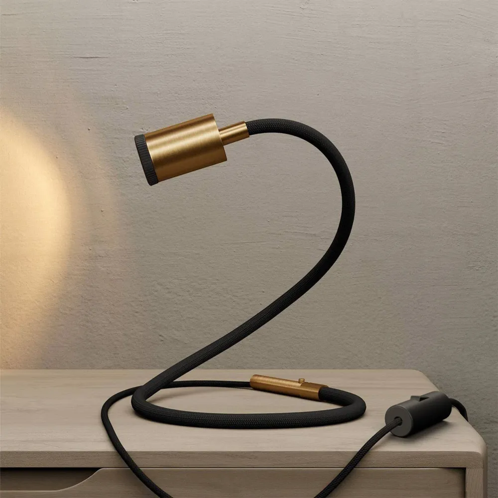 GU1d-one Lampe articulée sans base avec mini spot LED et fiche UK - Bronze satiné