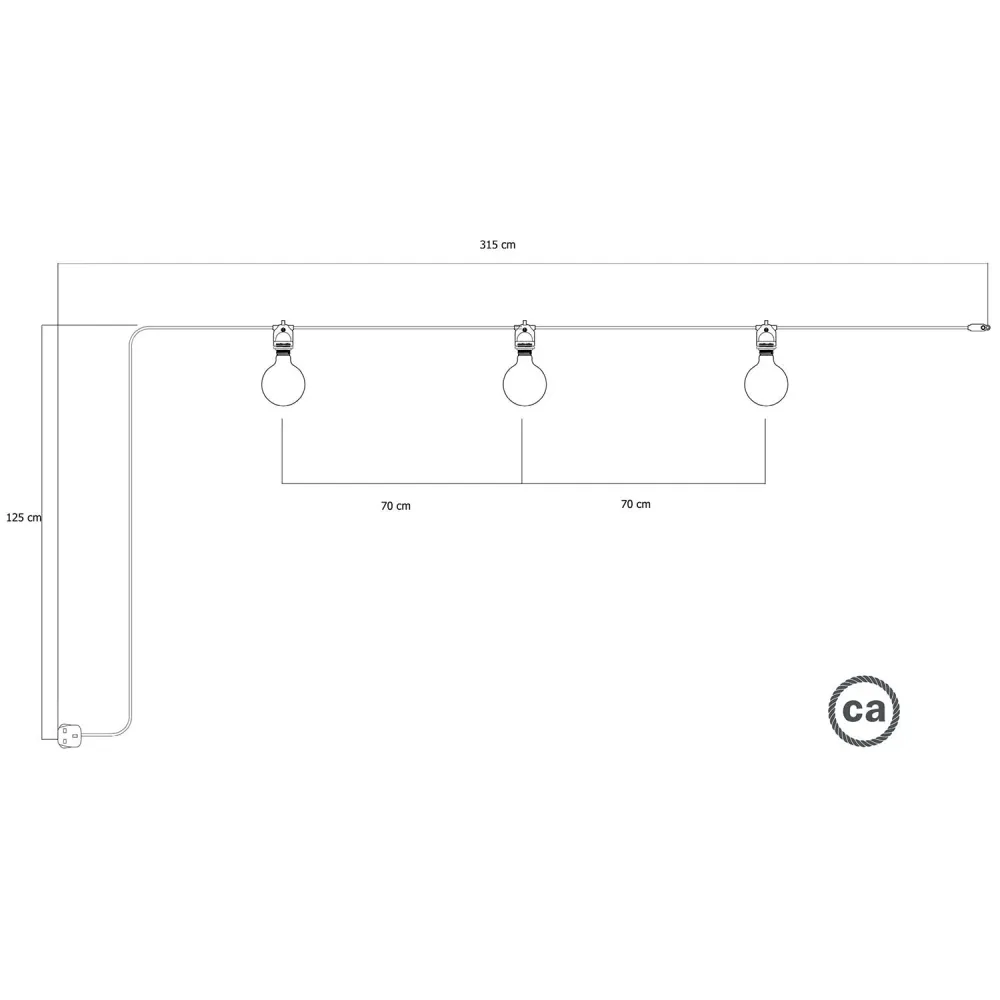 Guirlande lumineuse Modulair d'extérieur IP65 portable avec 3 lumières et fiche UK - Blanc