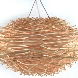 Guru-Shop Plafonnier/plafonnier, Fait à la Main à Bali en Matériau Naturel, Rotin - Modèle Famagusta, Durotin, 27x50x50 cm...