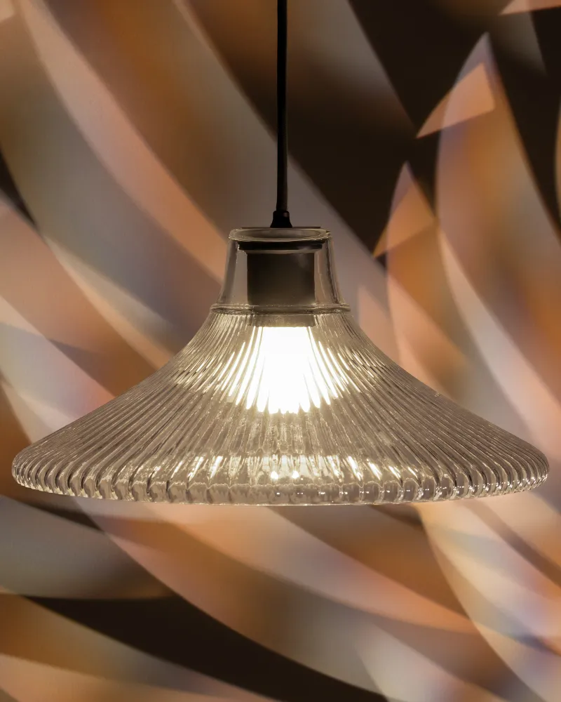 Hammersmith Suspension Grand Format en Verre Cannelé - Bronze