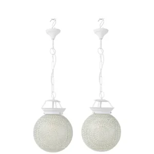Hanglamp Eki MozaÃ¯ekglas Wit Klein Assortiment Van 2