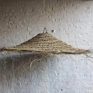 Suspension luminaire parasol en fibre de palmier, suspension doum marocaine, lampe forme parasol, lampe en rotin naturel H...