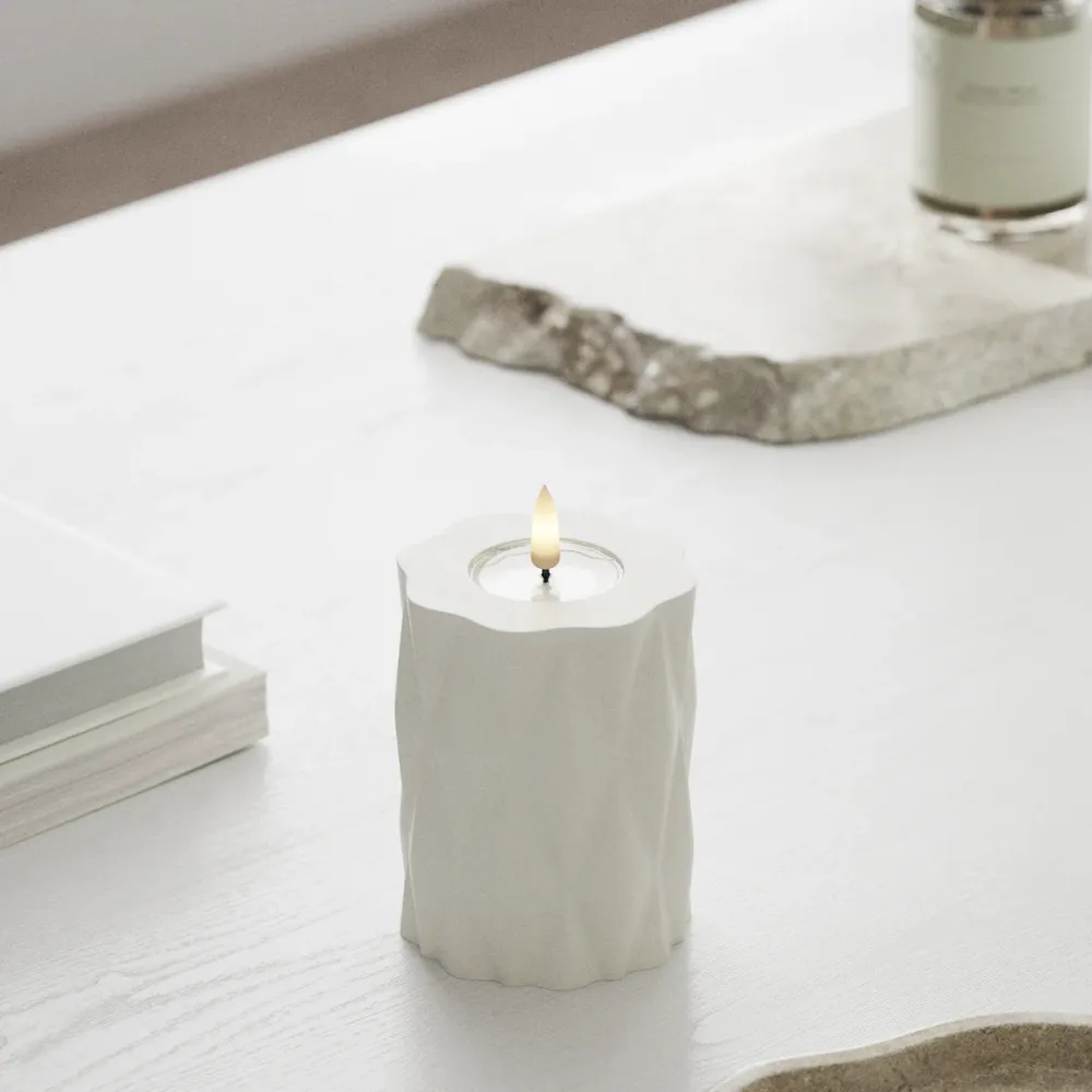 Harlequin LED Bougie pilier Ø 7,5 x 10 cm Blanc
