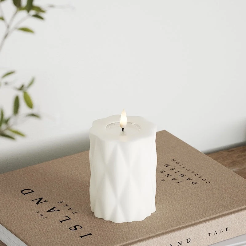 Harlequin LED Bougie pilier Ø 7,5 x 10 cm Blanc