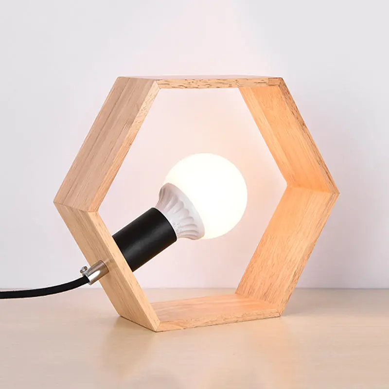 HexaLumi - Lampe de Table Hexagonale en Bois pour Ambiance Chaleureuse