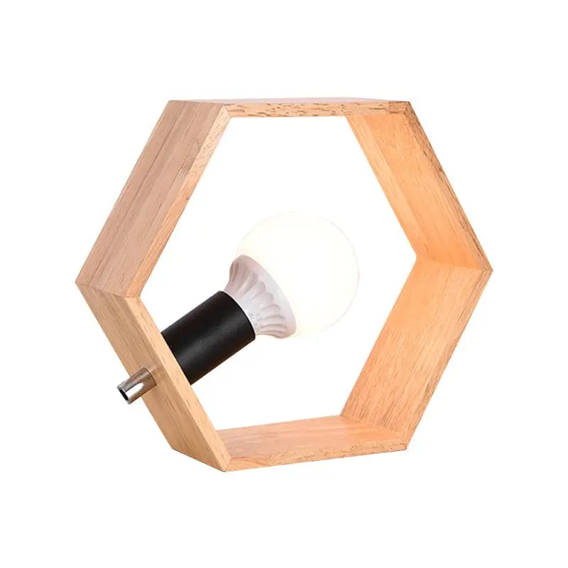 HexaLumi - Lampe de Table Hexagonale en Bois pour Ambiance Chaleureuse