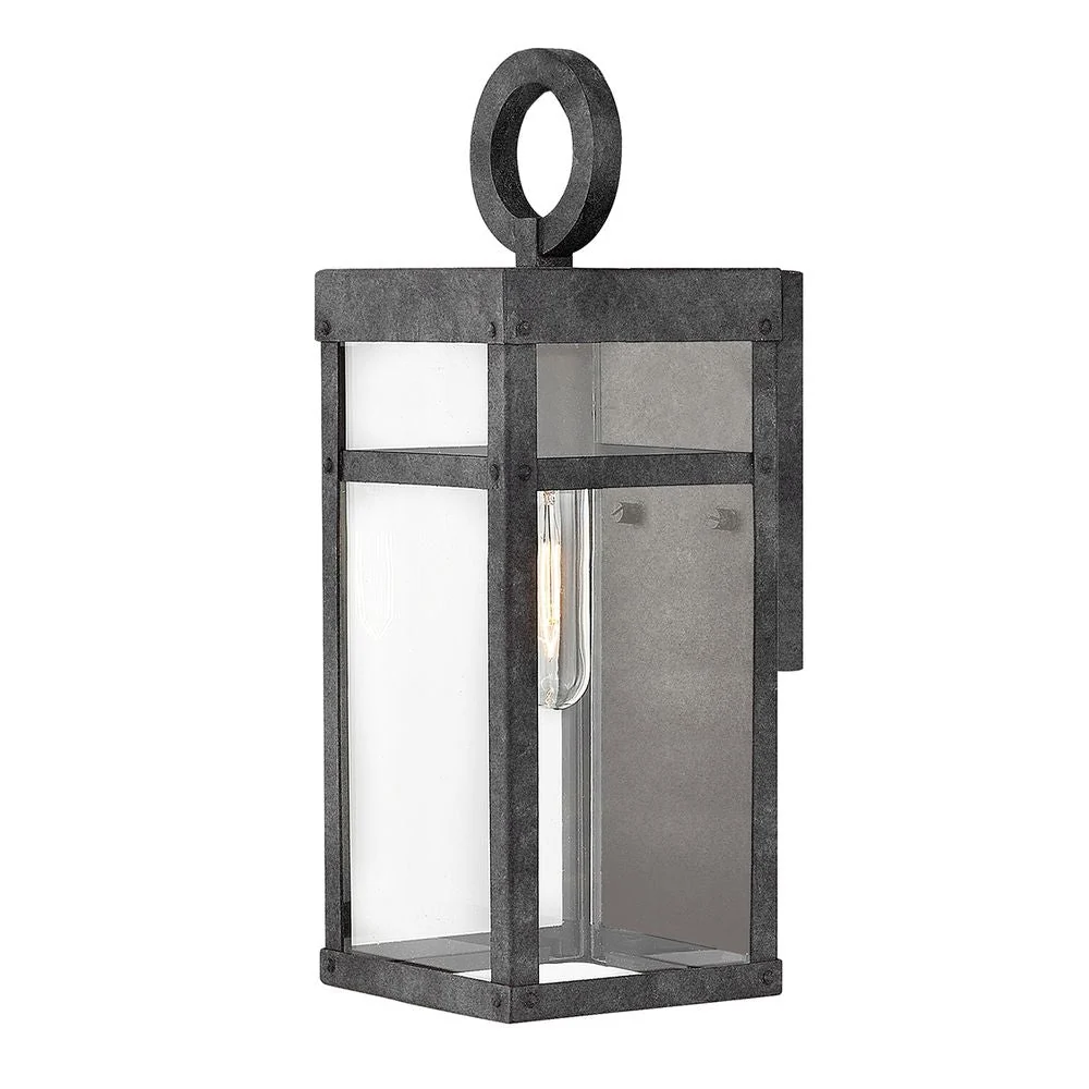 Applique murale extérieure Hinkley Porter 1L aluminium, verre transparent E27