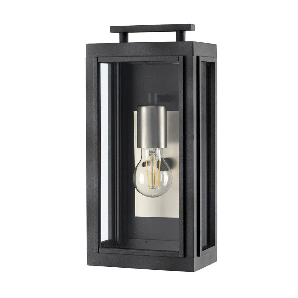 Applique murale extérieure Hinkley Sutcliffe en aluminium, verre transparent E27