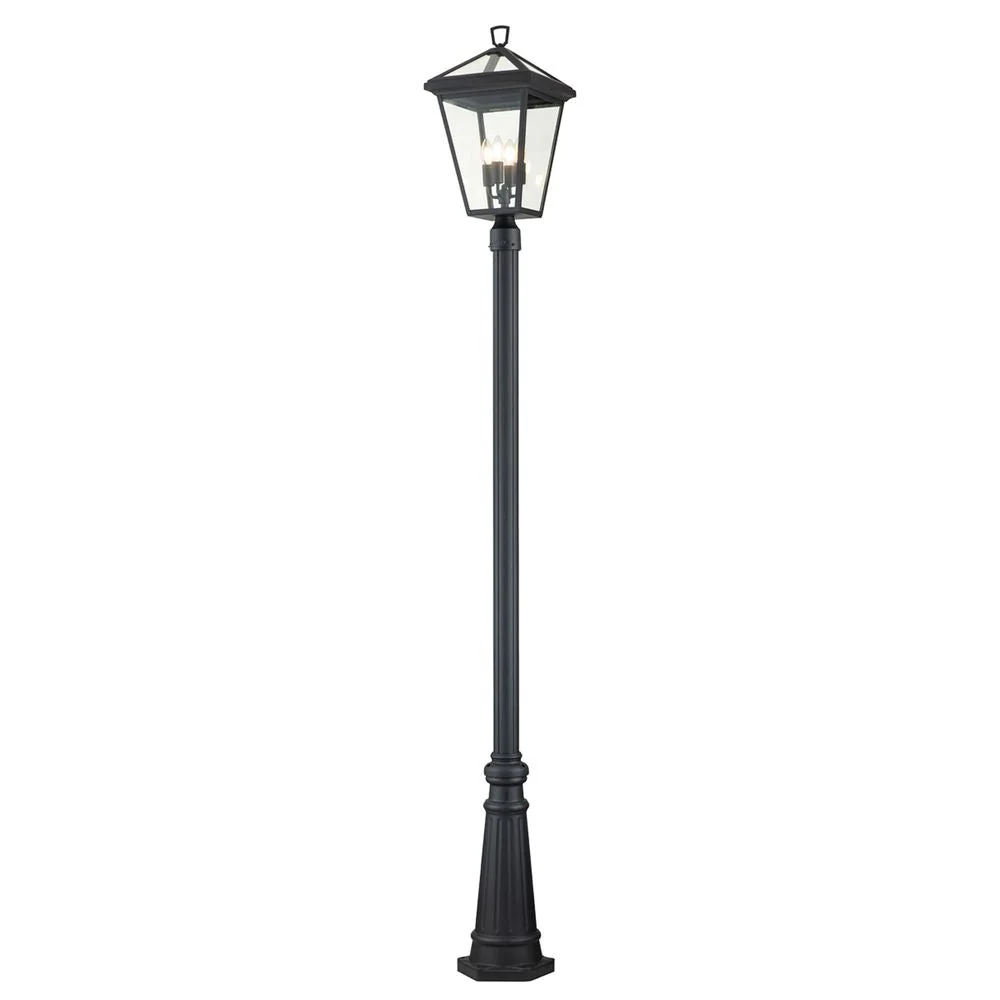 Lampadaire Hinkley Alford Place 4L aluminium, verre transparent E14, H 250 cm