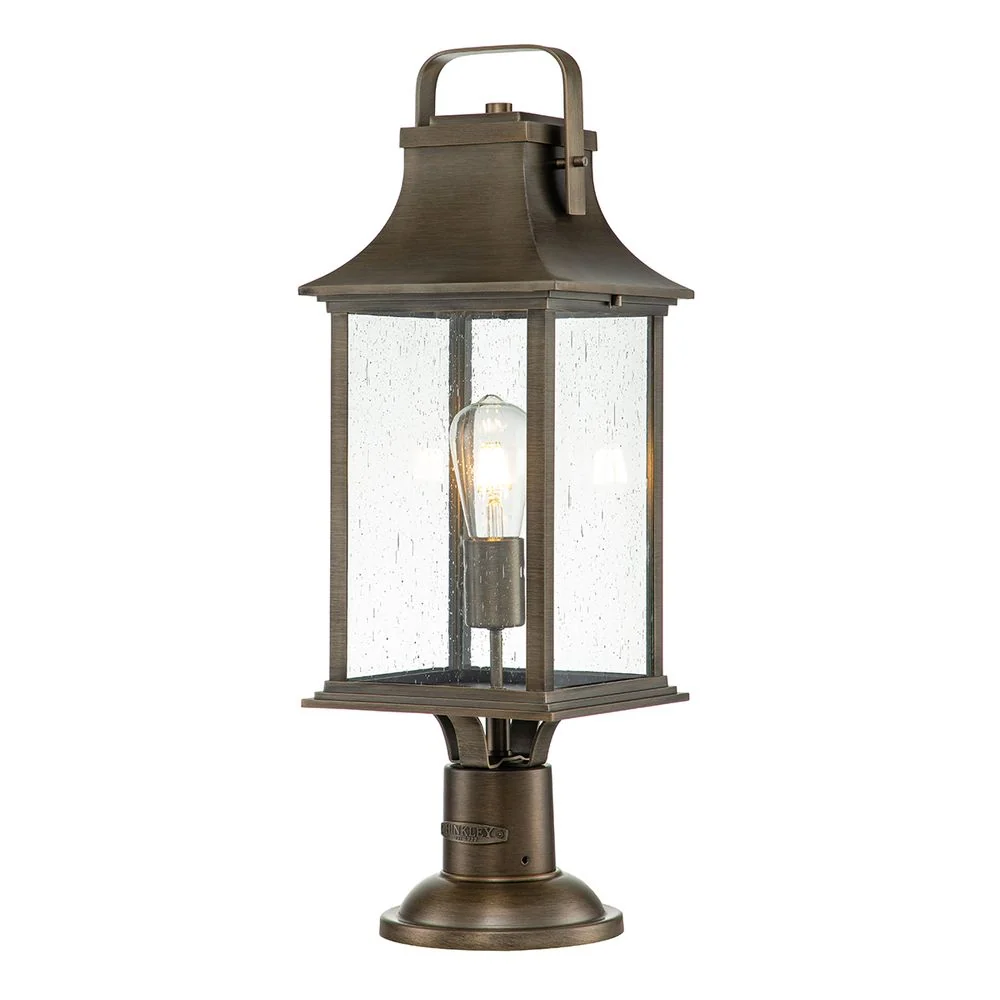Lampe de table d'extérieur Hinkley Grant 1L en fonte d'aluminium, verre clair bullé E27