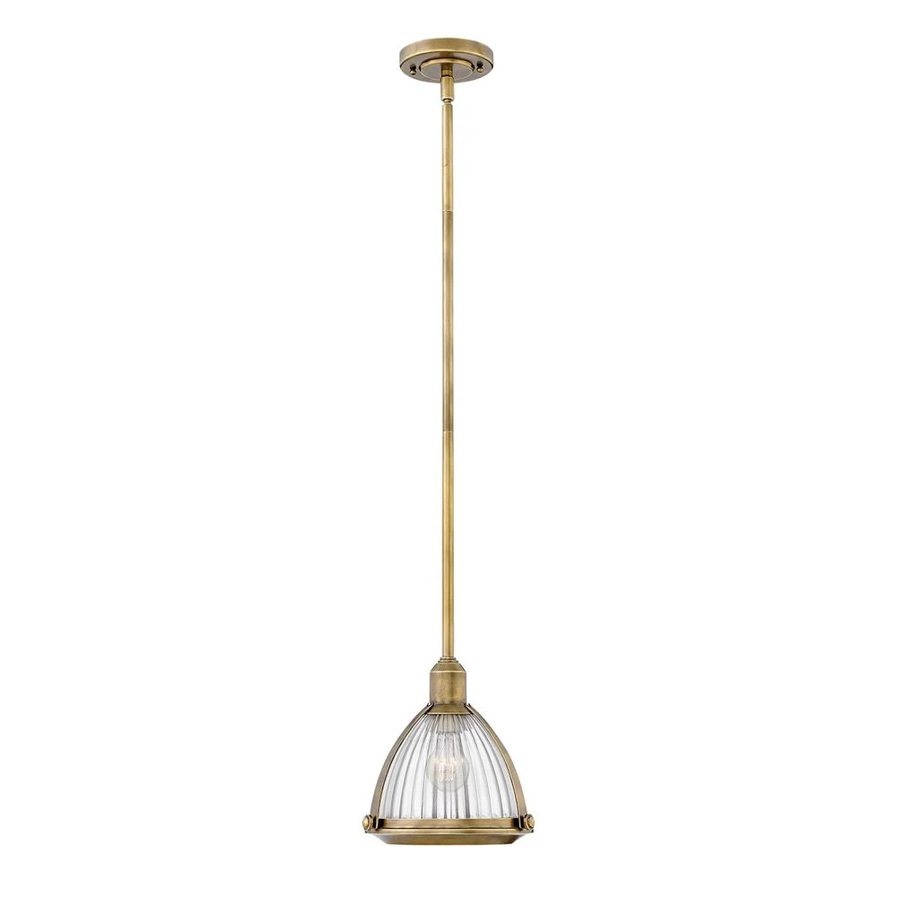Suspension Hinkley Elroy 1L en acier, verre côtelé transparent E27