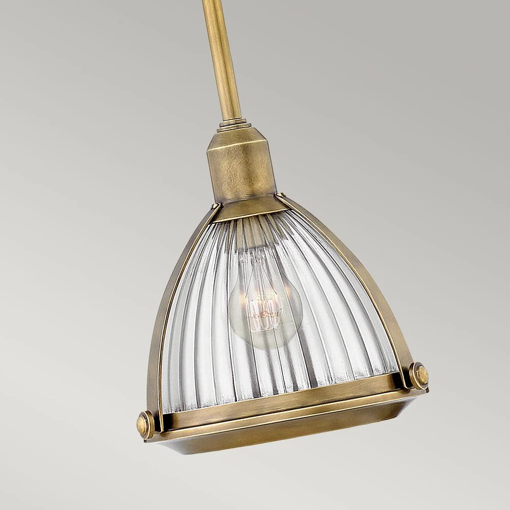 Suspension Hinkley Elroy 1L en acier, verre côtelé transparent E27