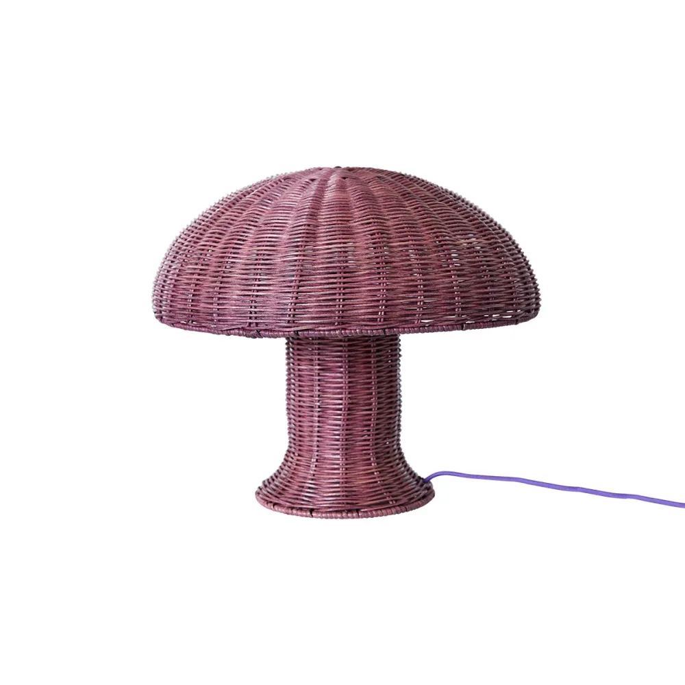 Rattan Table Lamp - 34 cm x 30 cm Burgundy HK Living