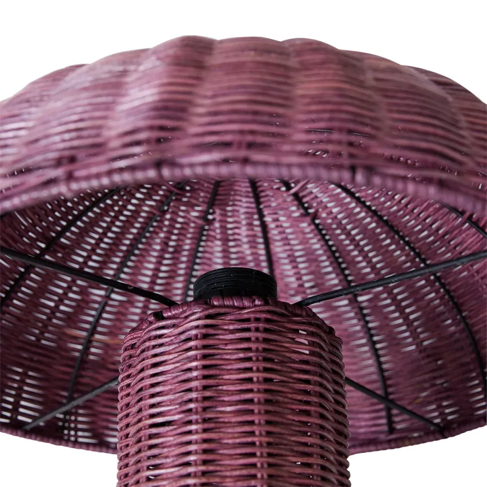 Rattan Table Lamp - 34 cm x 30 cm Burgundy HK Living