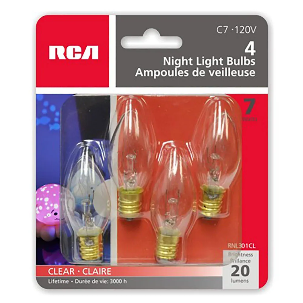 RCA 4 Ampoules Transparentes pour Veilleuse 7W HRS