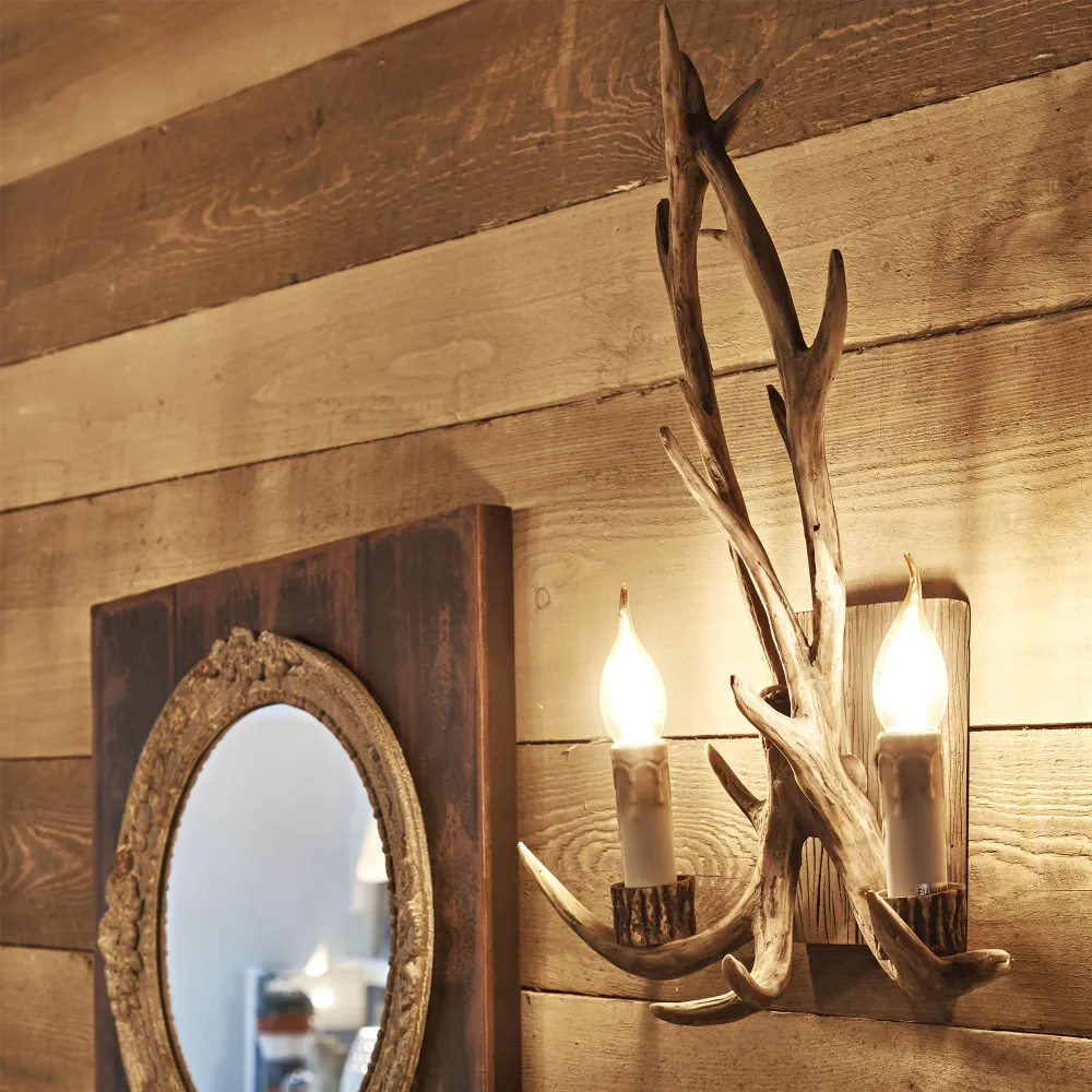 Aplique de pared Ideal Lux Chalet beige 2 luces 80W 37cm 115511