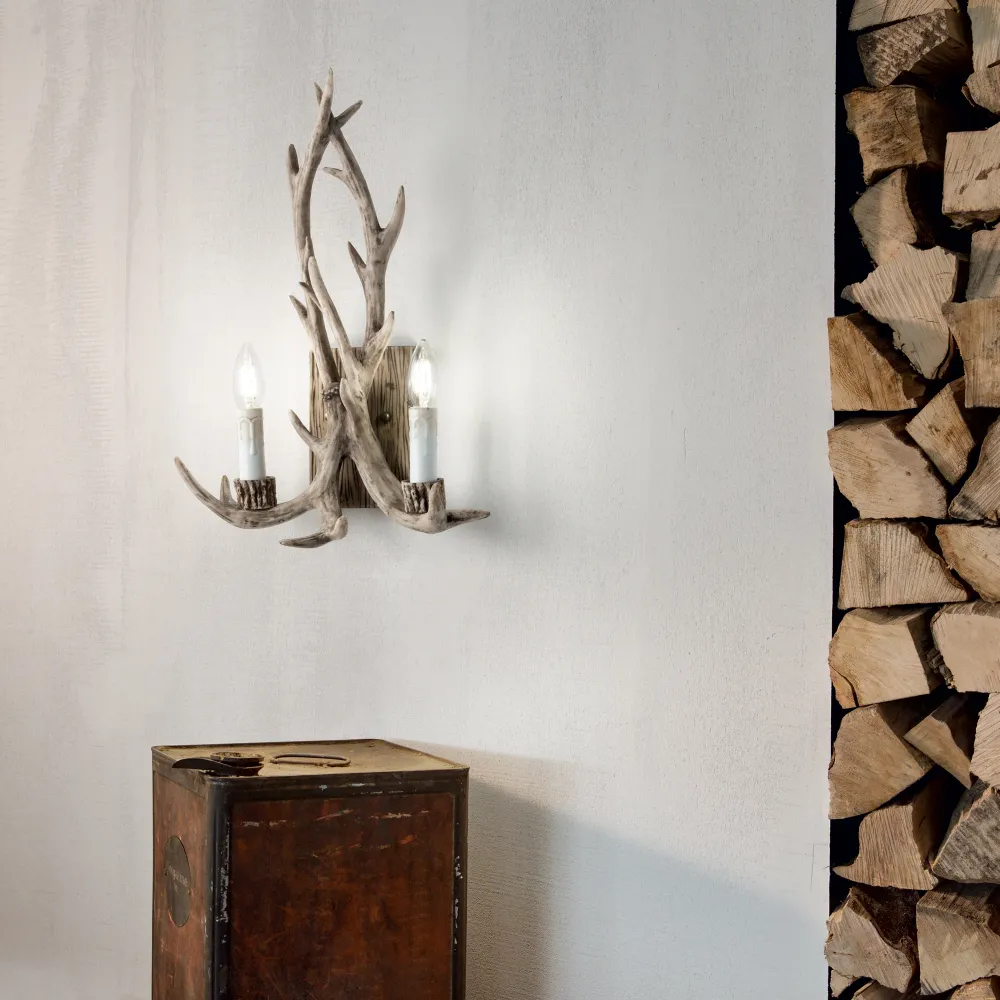 Aplique de pared Ideal Lux Chalet beige 2 luces 80W 37cm 115511