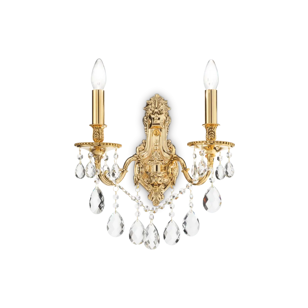 Aplique de pared Ideal Lux Gioconda dorado cristal y cerámica 2 luces 80W 31cm 060491